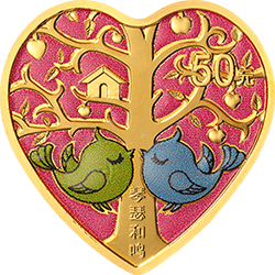 2021吉祥文化金銀紀念幣3克心形金質(zhì)紀念幣