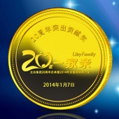 2014年1月：定制廣州立白集團20周年定制純金紀(jì)念幣