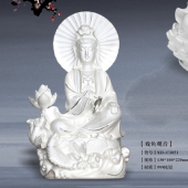 放生觀音純銀擺件、純銀戲魚放生觀音菩薩工藝擺件